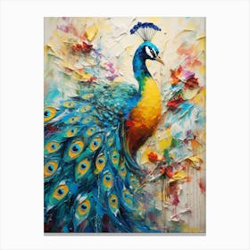 Peacock Abstract Expressionism 3 Canvas Print