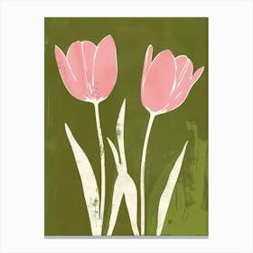 Pink & Green Tulip 1 Canvas Print