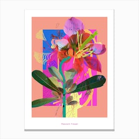 Peacock Flower (Caesalpinia) 4 Neon Flower Collage Poster Canvas Print