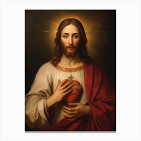 Sacred Heart Of Jesus, Oil On Canvas Portuguese School, 19th Century 016 Canvas Print