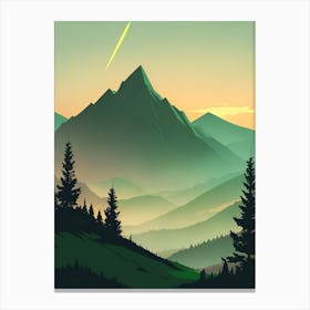 Misty Mountains Vertical Composition In Green Tone 177 Canvas Print