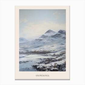 Vintage Winter Painting Poster Snowdonia National Park United Kingdom 1 Canvas Print
