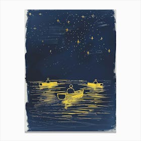 Canoes At Night Canvas Print