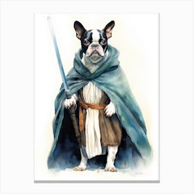 Boston Terrier Dog As A Jedi 2 Canvas Print