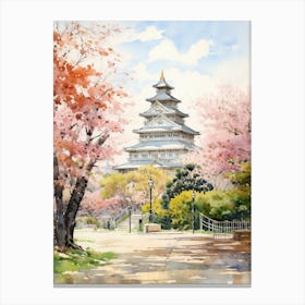 Osaka Castle Park Japan Watercolour Painting  Canvas Print