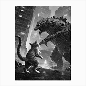 Cat Fight On Godzilla Toile