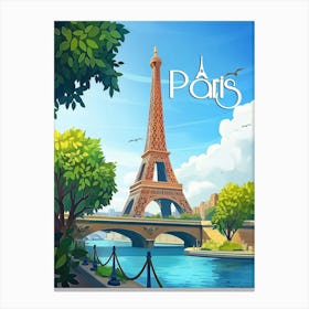 Paris France - Eiffel Tower Travel Poster Canvas Print