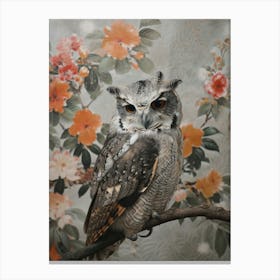 Collared Scops Owl Japanese Painting 2 Canvas Print
