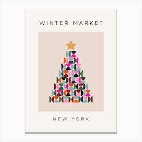 Winter Market | 01 – Colorful Christmas Tree Canvas Print