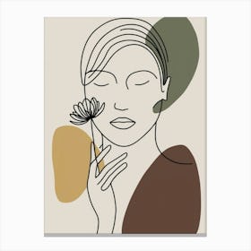 Portrait Of A Woman Holding A Flower Canvas Print