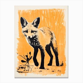 Fennec Fox, Woodblock Animal Drawing 4 Canvas Print
