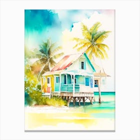 Caye Caulker Belize Watercolour Pastel Tropical Destination Canvas Print