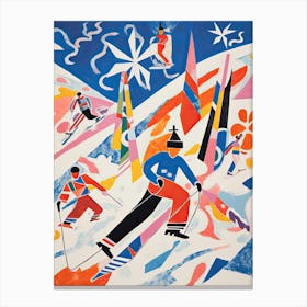 Skiers Colourful Illustration Canvas Print