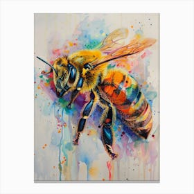 Honey Bee Colourful Watercolour 2 Canvas Print