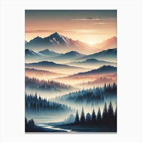 Sunrise In The Mountains Canvas Print