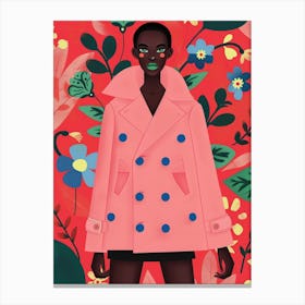 Black Woman In A Pink Coat Canvas Print