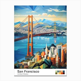 San Francisco, Usa, Geometric Illustration 1 Poster Canvas Print