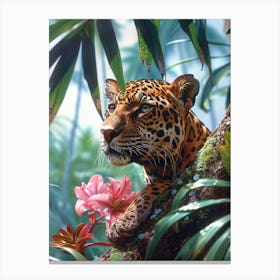 Flowers And Leopards Stampe su tela