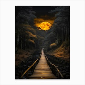 Full Moon Over The Woods Canvas Print