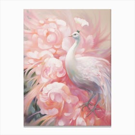 Pink Ethereal Bird Painting Peacock 4 Canvas Print