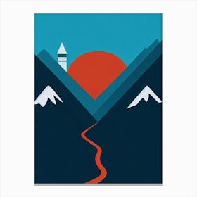 Courchevel, France Modern Illustration Skiing Poster Canvas Print