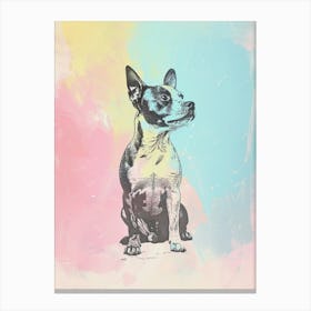 Pastel Basenji Dog Pastel Line Illustration  2 Canvas Print