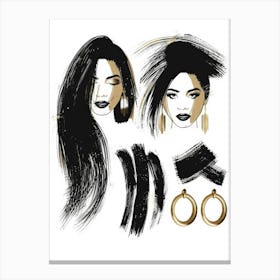 Black And Gold Hair Canvas Print