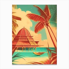 Aruba Vintage Sketch Tropical Destination Canvas Print