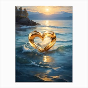 Gold Heart In The Sea Canvas Print