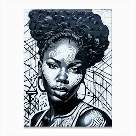 Graffiti Mural Of Beautiful Black Woman 45 Canvas Print