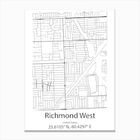 Richmond Hill,Canada Minimalist Map Canvas Print