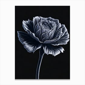 A Carnation In Black White Line Art Vertical Composition 5 Canvas Print