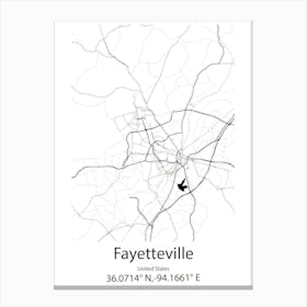 Fayetteville,United States Minimalist Map Canvas Print