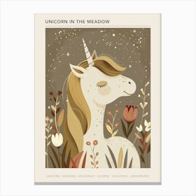 Unicorn In The Meadow Mocha Pastel 3 Poster Canvas Print