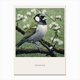 Ohara Koson Inspired Bird Painting Sparrow 2 Poster Canvas Print