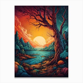 Sunset In The Forest 20 Canvas Print