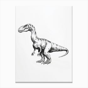 Giganotosaurus Dinosaur Black Ink Illustration 1 Canvas Print