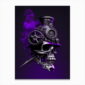Skull With Steampunk Details Purple 1 Stream Punk Canvas Print