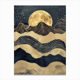 Moon And Waves Canvas Art Canvas Print