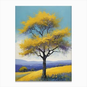 Painting Of A Tree, Yellow, Purple (7) Canvas Print