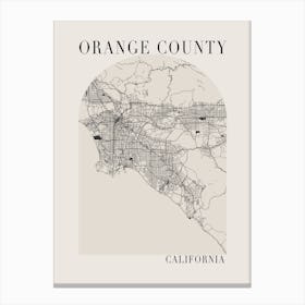 Orange County California Boho Minimal Arch Full Beige Color Street Map 1 Canvas Print