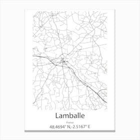 Lamballe,France Minimalist Map Canvas Print