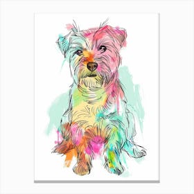 Pastel Norfolk Terrier Dog Line Illustration 3 Canvas Print