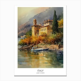 Lake Como, Italy 4 Watercolor Travel Poster Canvas Print