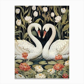 William Morris Painting Swans Heart Love Canvas Print