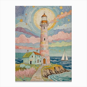 Pastel Mosaic Lighthouse Canvas Print