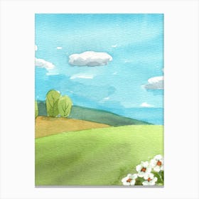 Watercolor Of A Field waterclor Canvas Print