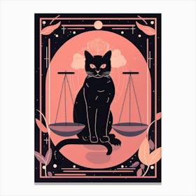 The Justice Tarot Card, Black Cat In Pink 1 Canvas Print