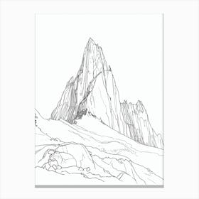 Cerro Torre Argentina Chile Line Drawing 4 Canvas Print