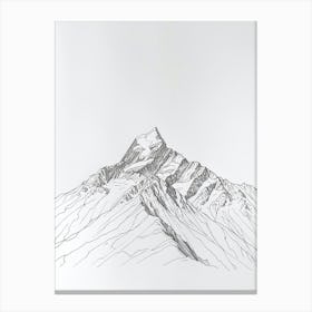 Aoraki Mount Cook New Zealand Line Drawing 7 Canvas Print